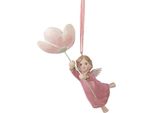 Targhetta Natalizia Clayre & Eef Angelo 7X5X13 Cm Plastica Rosa