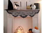 Decorazione Per Camino Halloween Piuma Nera Topi Pizzo Design Zucca Cappello Strega Atmosfera Spaventosa, Colore: Nero
