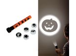 Torcia Proiettore Halloween Zucca Fantasmi Ragni Horror Decorazione Torcia Proiettore Design Spaventoso Atmosfera Spaventosa Spettacolo Di Luce Zucca Avventura Motivi Spaventosi, Colore: Arancione