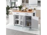 Flieks Carrello Di Servizio Carrello Da Cucina A Isola Con Piano Di Lavoro Estensibile, Carrello Da Cucina Carrello Portavivande Con Cassetti, Isola Da Cucina 129X46-71X91,5 Cm, Bianco