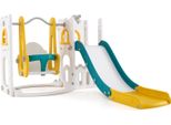 Costway Scivolo Per Bambini, Set Di Scivoli 7 In 1 Con Struttura Per Arrampicata, Altalena, Canestro E Telescopio, Parco Giochi Montessori Per Bambini 1+ (Giallo+Verde+Bianco)