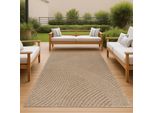 Tappeto Per Interni Ed Esterni Con Motivo A Onde Versatile In Beige Dimensioni - 80 X 150 Cm