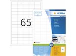 Herma Premium - Carta - Opaca - Autoadesiva Permanente - Bianco - 38,1 X 21,2 Mm 6500 Etichette (100 Fogli X 65) Etichette Laminate