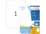 Herma Premium - Carta - Opaca - Autoadesiva Permanente - Bianca - A4 (210 X 297 Mm) 100 Etichette (100 Fogli X 1) Etichette Laminate