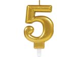 Amscan 10023026 Numero Candela #5 Oro Metallico-1 Pz, 50