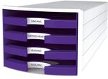 Han 1013-57 Cassettiera Impuls - A4/C4, 4 Cassetti Aperti, Bianco/Viola