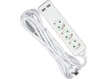 Prese Di Corrente A 3 Vie - Usb - IP20 - Bianco - Cavo Da 5 M