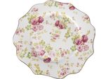 Piatto Da Colazione Clayre & Eef Ø 21 Cm Fiori In Ceramica Bianca