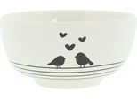 Clayre & Eef Zuppiera 500 Ml Bianco Nero Porcellana Cuori Uccelli