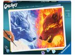 Ravensburger Painting By Numbers 23549 - Motivo Premium Fuoco E Ghiaccio Da 14 Anni Con Colori Acrilici E Lavagna Da Colorare