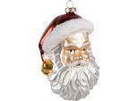Ornamento Natalizio Clayre & Eef Babbo Natale 12 Cm Vetro Bianco