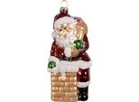 Targhetta Natalizia Clayre & Eef Babbo Natale 12 Cm In Vetro Rosso