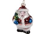 Targhetta Natalizia Clayre & Eef Babbo Natale 8 Cm In Vetro Rosso