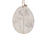 Ciondolo Uovo Di Pasqua Clayre & Eef 10 Cm In Metallo Bianco