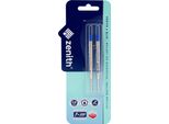 Penna A Sfera Blu In Metallo Refill 2 Pezzi Blister Zenith