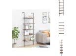 Vidaxl Scaffale A Scala Con 5 Ripiani Marrone Scuro E Nero 64X35X185 Cm - Librerie E Scaffali
