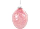 Ciondolo Uovo Di Pasqua Clayre & Eef Ø 6X9 Cm Vetro Rosa