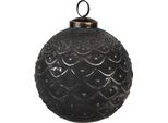 Guaina Natalizia Clayre & Eef Ø 10X10 Cm Vetro Nero Grigio