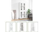 The Living Store Credenza Bianca 69,5X34X180 Cm Materiale A Base Di Legno