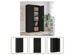The Living Store Schedario Nero 90X40X180 Cm In Acciaio
