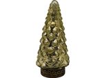 Clayre & Eef Decorazione Natalizia Con Illuminazione A Led Albero Di Natale Ø 8X16 Cm Vetro Color Oro
