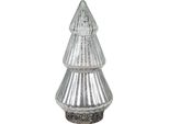 Clayre & Eef Decorazione Natalizia Con Illuminazione A Led Albero Di Natale Ø 8X14 Cm Vetro Color Argento