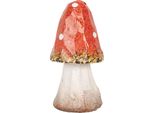 Clayre & Eef Decorazione Fungo Ø 6X11 Cm In Ceramica Bianca E Rossa