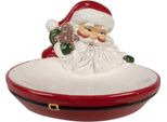Ciotola Decorativa Clayre & Eef 19X16X10 Cm In Vetroceramica Rossa Babbo Natale
