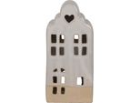Clayre & Eef Portacandele House 11X10X23 Cm In Ceramica Beige