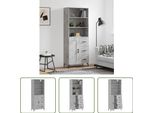 The Living Store Credenza In Cemento Grigio 69,5X34X180 Cm Materiale In Legno