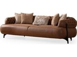 Divano Imbottito Da Salotto Chesterfield Marrone A Tre Posti Mobili Moderni
