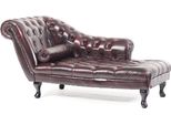 Chesterfield Red Chaise Lounge Designer Recliner Divano In Pelle Chaiselongues Couch New