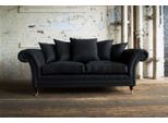 Nuovo! Divano 3 Posti Divano Chesterfield Imbottito Set Di Sedili In Pelle Tessile Nero