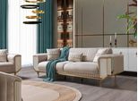 Divani Soggiorno 3 Posti Tappezzeria Lusso Divano Tessile Design Beige Divani