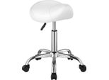 Vevor Sgabello A Sella Sgabello Roll Con Portata Di 204 Kg Altezza Regolabile (55-71 Cm), Ergonomico, Finto Cuoio Ispessita, Adatto A Saloni, Spa, Cliniche Per Massaggi Bianco