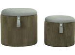 Bolzano Set 2 Pouf Verdi Ø38X38 E Ø32X28 Cm Con Contenitore