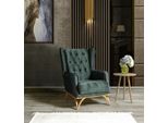 Poltrona Design Divano Divano Seduta Verde Tessile Tappezzeria Lusso Seduta Relax