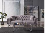 Divano Imbottito In Tessuto Grigio Chesterfield Design Divani Moderni 3 Posti Divano