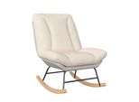 Fortuna Lai Sedia A Dondolo Poltrona Relax Con Cuscino Sfoderabile, Regolabile A 2 Vie, Gambe In Legno Massiccio, Lino
