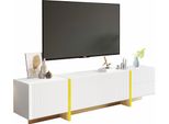 Fortuna Lai Mobile Tv Moderno Da 190 Cm, 2 Cassetti, 3 Ante, Laccato Bianco, Design Chiaro Ed Elegante