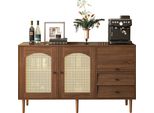 Credenza In Legno Fortuna Lai Con 2 Ante E 3 Cassetti - Mobile Contenitore Con Ripiano Regolabile In Altezza