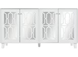 Fortuna Lai Credenza A Specchio Con 4 Ante, Divisori Estraibili, Credenza Per Cucina, Sala Da Pranzo, Bianco