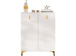 Fortuna Lai Scarpiera Multifunzionale Con Maniglia, Credenza Con 2 Cassetti E 2 Ante, Bianco