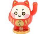 Waving Lucky Cat Solar Powered Decorative Ornament Fortune Cat Figure Per Auto Home Restaurant Cafe Red