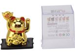 2In Solare Alimentato Braccio Ondeggiante Gatto Fortunato Ornamento Welcoming Waving Mano Ricchezza Fortune Cat Oro