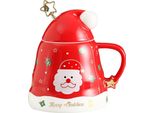 Tazza Da Caffè Natalizia Con Coperchio E Bastone Per Mescolare Babbo Natale Tazza In Ceramica Tazza Da Caffè Di Grande Capacità