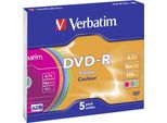 Verbatim Colour Slim 4.7Gb 16X 5Szt Dvd-R Multicolore 43557