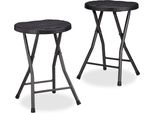 Relaxdays Sgabello Pieghevole Bastian Nero, H: 45,0 Cm