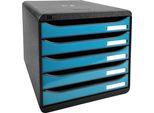 Exacompta 3097282D Cassettiera Big Box Plus 5 Cassetti Turchese Lucido