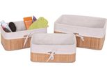 Set Di 3 Cestini Portaoggetti HWC-C21, Cestino Portaoggetti, Cestino Per Scaffali, Bambù ~ Colore Naturale